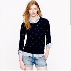 [J Crew] Navy Blue Jeweled Sweatshirt